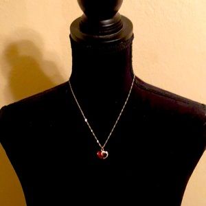 16” silver plated double heart necklace new w/tag